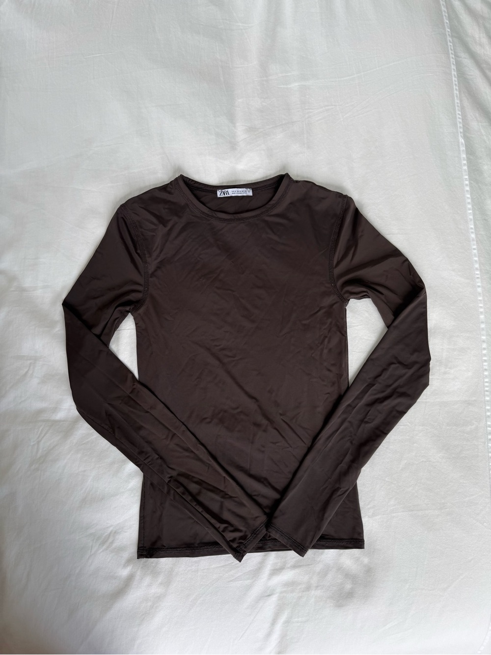 Zara Brown Crewneck Long Sleeve Tee